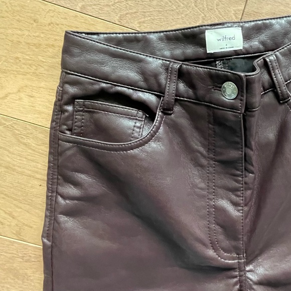 Wilfred MELINA PANT ARITZIA faux leather burgundy regular fit - Picture 3 of 8